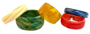 Vintage Marbled Lucite Bangle Bracelets - Assorted Colors (Lot of 5)