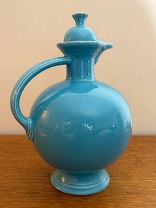 Vintage Homer Laughlin Fiesta Art Deco Carafe in Original Turquoise Glaze