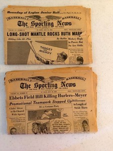 Vintage Baseball Newspapers - the Sporting News June & July 1956 (Lot of 2)