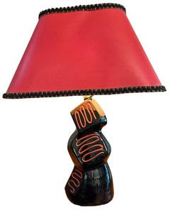 DR - Vintage Mid-Century Modern Ceramic Table Lamp - Atomic Abstract