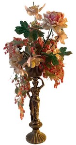 LR - Vintage Decorative Floral Arrangement - Classical Figure Urn Pedestal