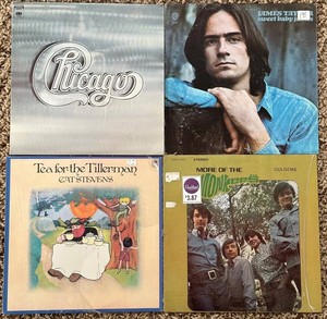 Vinyl Record Albums - Chicago, James Taylor, Cat Stevens & Monkees (Lot of 4)