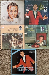 Vintage Jim Reeves Vinyl & Framed Art Mixed Lot - 5 Pieces