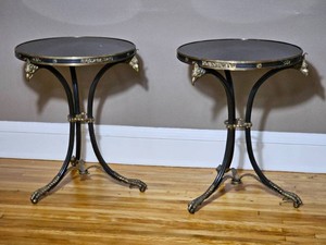 Directoire Style Gueridon Eagle Head & Claw Polished Stone Top Tables