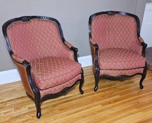 Hancock & Moore Leather Upholstered Bergre Parlor Chairs