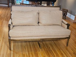 Henredon Beige Upholstered Louis XVI Settee Loveseat