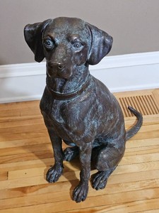 Heavy Cast Bronze Dog Statue Labrador Retriever, 24