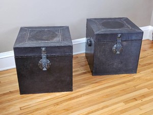 South Cone Trading Company Leather Veneer Storage Trunk Pair