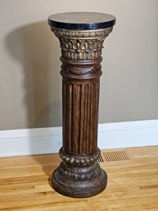 Classical Fluted Column Pedestal with Round Stone Top