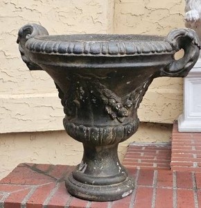 Campagna Footed Concrete Garden Urn Pair
