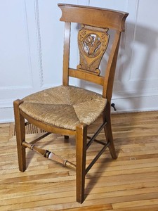 Fruitwood Rush Seat Accent Chair