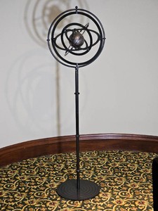 Steel Armillary Sphere Sculpture with Embossed Center Sphere