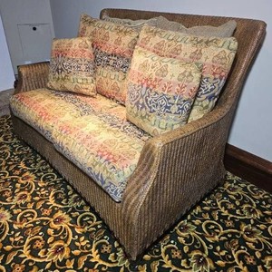 Lane Furniture Rattan Wicker Shell Loveseat