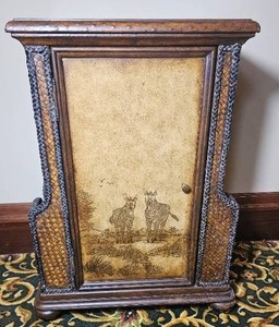 Woven Rattan Zebra Safari Cabinet