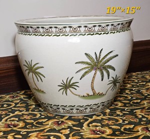 Hand-Painted Palm Beach Chic Large Fish Bowl Planter