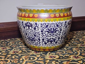 Blue and White Chinese Jardinire Fishbowl Planter
