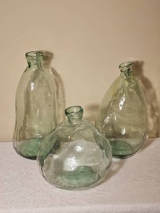 Recycled Seafoam Dcor Art Glass Jug Group of Three