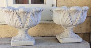 Acanthus Concrete Planters with Footed Base, 19
