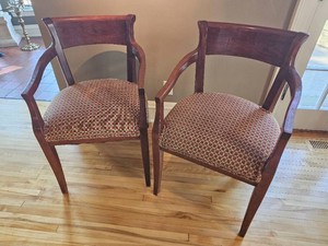 Contemporary Paddle Back Armchair Pair