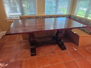 Traditional Trestle Base Oak Harvest Table