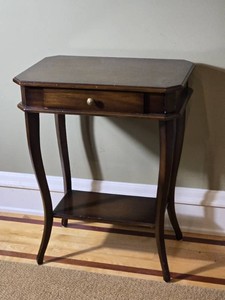 Traditional One Drawer Side Table with Lower Shelf - A