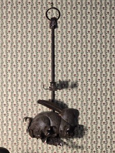 Antique Iron Rabbit Motif Wall Candleholder