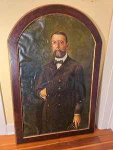 Antique Naval Officer Portrait Oil on Canvas