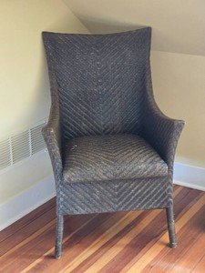 High Back Dark Woven Resin Wicker Armchair