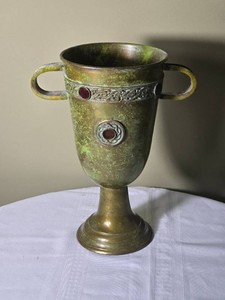 Classical Patinated Metal Two Handle Urn
