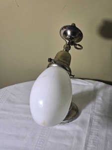 Silver Tone Adjustable Desk Lamp with Opal Glass Shade
