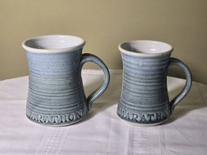 Pair of Marathon Crackle Glaze Ceramic Mugs