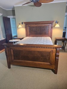 Grand Traditional Burl Wood Panel King Bed Frame