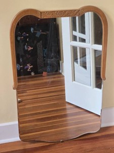 Vintage Carved Wood Floral Wall Mirror