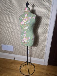 Hand Painted Floral Dress Form Mannequin on Stand