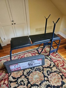 Adjustable Workout Bench with Chrome Barbell Set