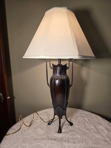 Neoclassical Bronze Tone Amphora Urn Table Lamp