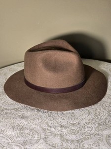 American Made Brown Felt Fedora with Leather Band, Size Large
