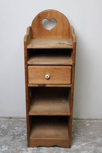 Wooden Heart Cutout Shelving Unit With Drawer