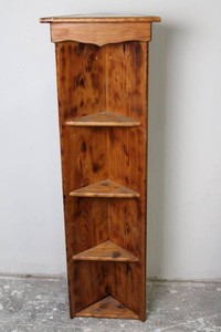 Stained Wood Corner Shelf With Five Shelves - 4 Feet Tall