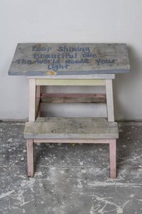 Rustic Wooden Decorative Step Stool With Inspirational Sign - 20.5 X 10 X 20.5 in