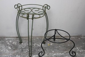 Decorative Metal Plant Stands - Green & Black (Lot of 2)