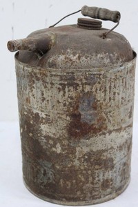 Vintage Galvanized Metal Canister With Domed Lid and Spout
