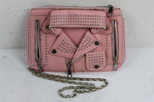 Pink Studded Crossbody Handbag With Chain Strap