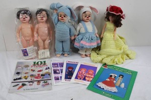 Vintage Dolls & Crochet Patterns Mixed Lot