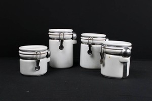 Ceramic Storage Canisters With Clamp Lids (Lot of 4)