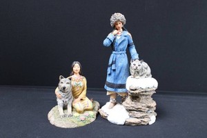 Decorative Woman & Animal Figurine Mixed Lot of 2