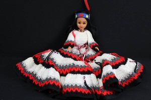 Handcrafted Crocheted Native American Doll in Traditional-Style Outfit