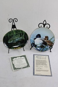 Vintage Wildlife Collector Plates - Largemouth Bass & Lesser Scaup (Lot of 2)