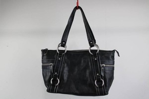 Prague Black Shoulder Handbag With Multiple Zip Compartments