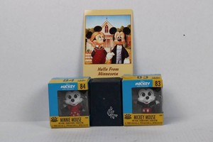 Disney Mickey & Minnie Funko Figures, Crystal Block & Postcard Mixed Lot
